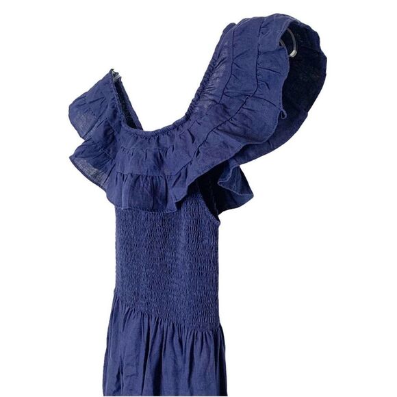 Hill House Women’s Akilah Linen Midi Nap Dress Navy Blue Size Small - Picture 6 of 10